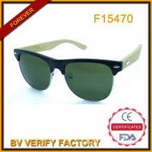 2015 Hotsale Metal&PC Sunglass with Bamboo Temples (F15470)